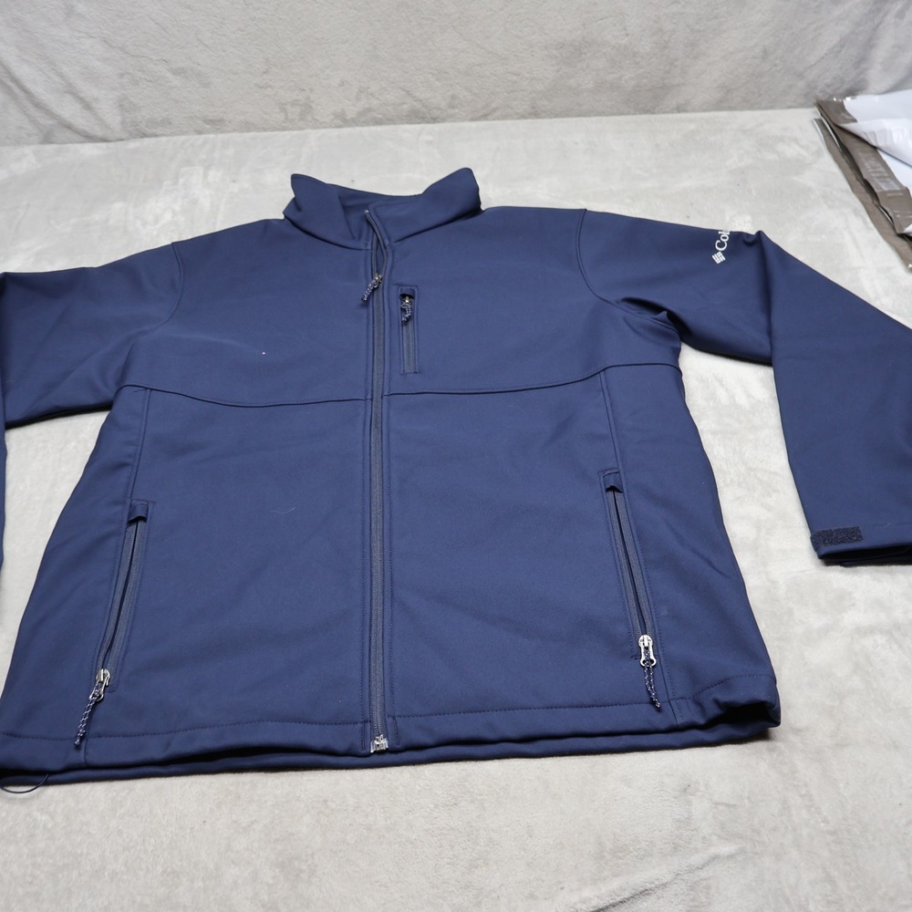 Columbia Jacket Mens Large Blue Ascender Softshell Full Zip Wind Rain Outdoor
